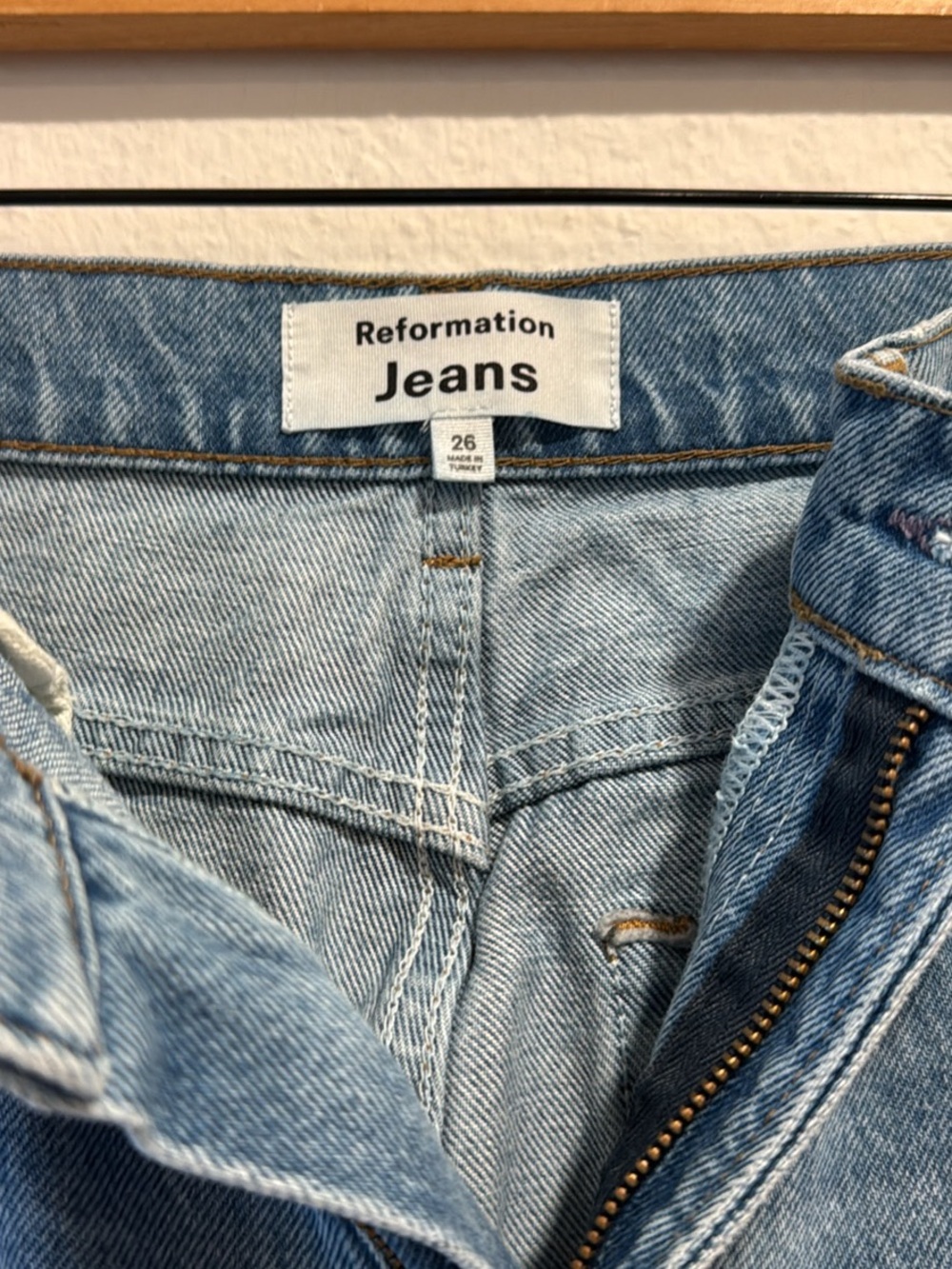 Reformation Light Wash High-Rise Jeans - Light Blue Denim